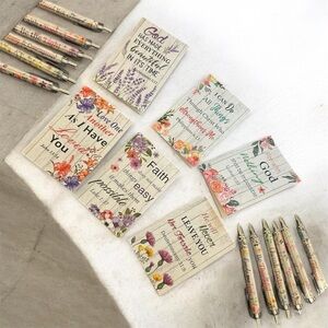 Inspirational journal with pen. You get one random journal and one pen.